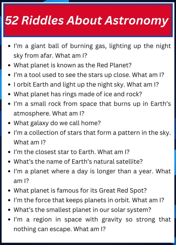 52 Riddles About Astronomy
