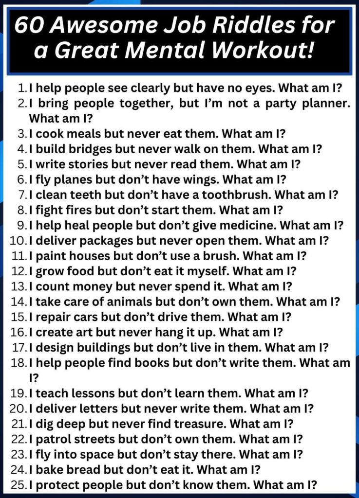 60 Awesome Job Riddles for a Great Mental Workout!