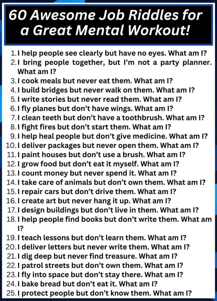 60 Awesome Job Riddles for a Great Mental Workout!