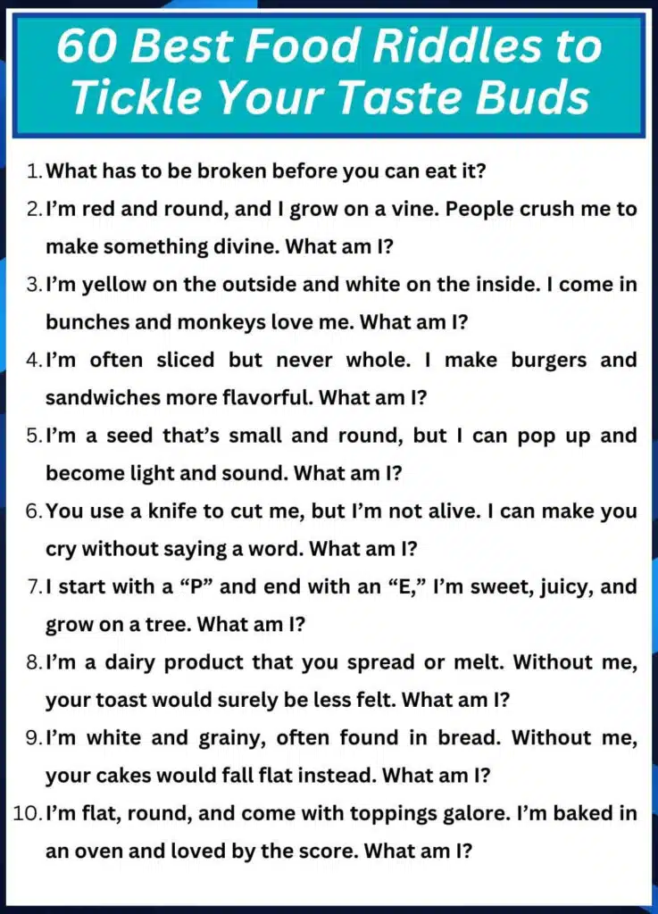 60 best food riddles to tickle your taste buds with answers