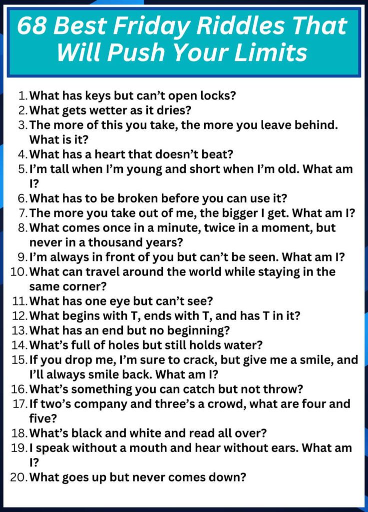 68 Best Friday Riddles That Will Push Your Limits