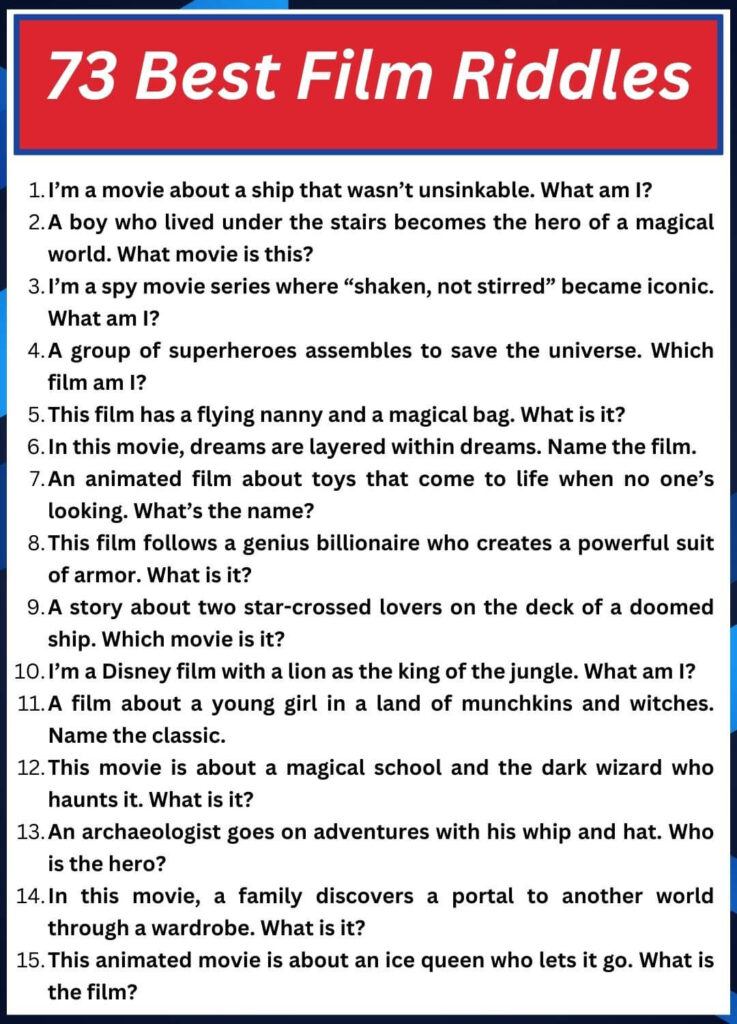 73 Best Film Riddles