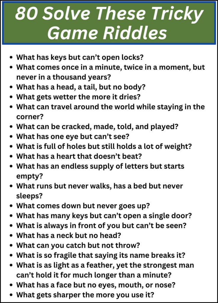80 Solve These Tricky Game Riddles