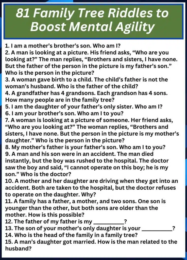 81 Family Tree Riddles to Boost Mental Agility
