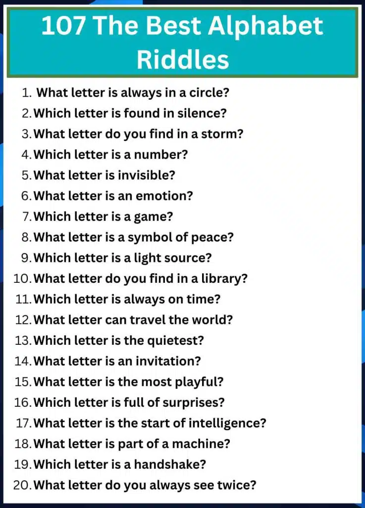 107 The Best Alphabet Riddles.