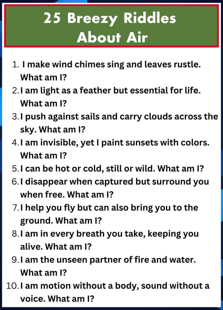 Breezy riddles about air with answers