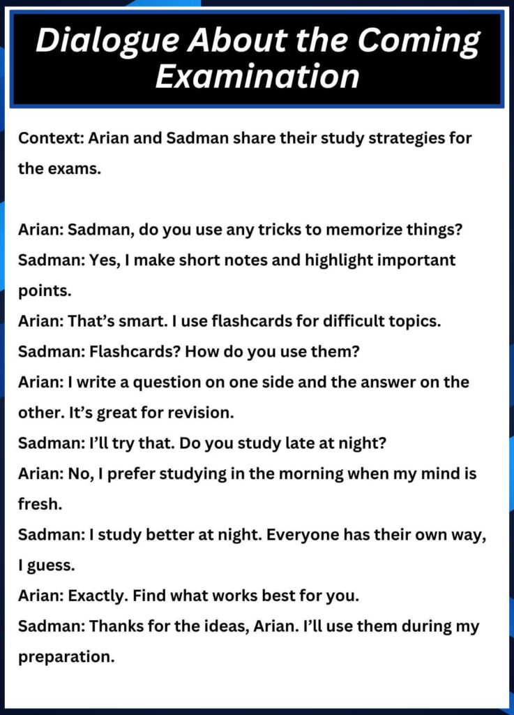 Dialogue About the Coming Examination