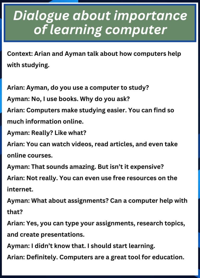 Dialogue About Importance Of Learning Computer