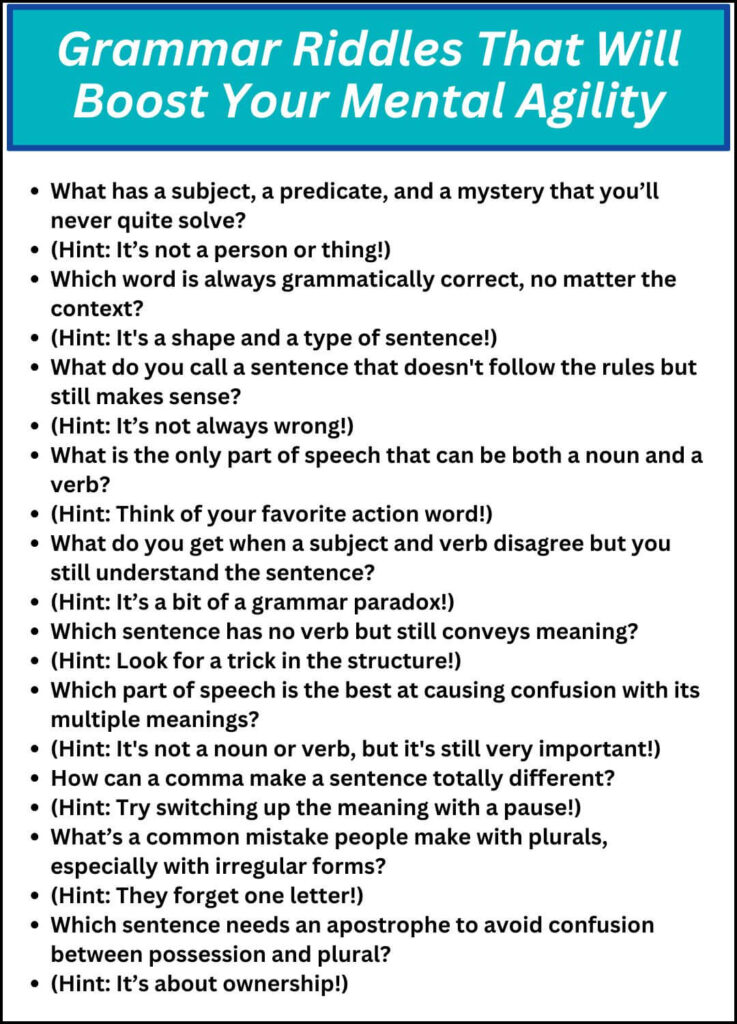 Grammar Riddles That Will Boost Your Mental Agility
