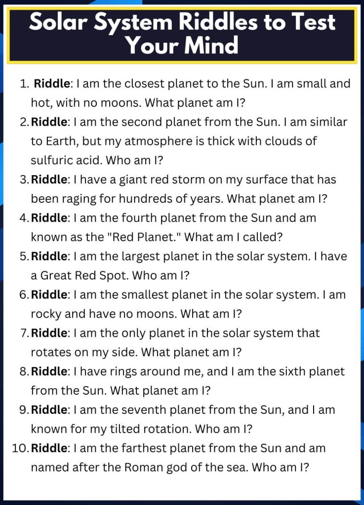 Solar System Riddles to Test Your Mind