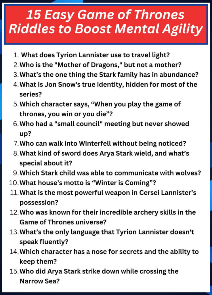 15 Easy Game of Thrones Riddles to Boost Mental Agility