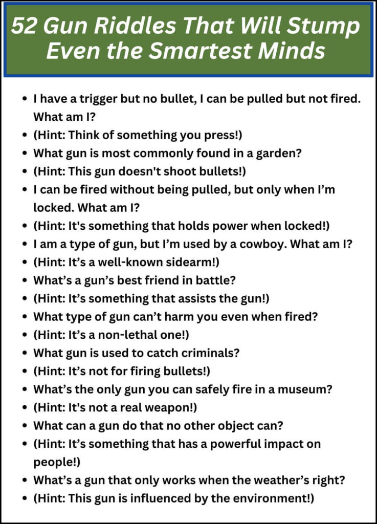52 Gun Riddles That Will Stump Even the Smartest Minds