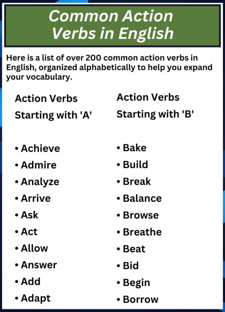 Common Action Verbs in English