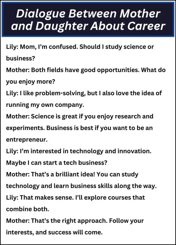 Dialogue Between Mother and Daughter About Career