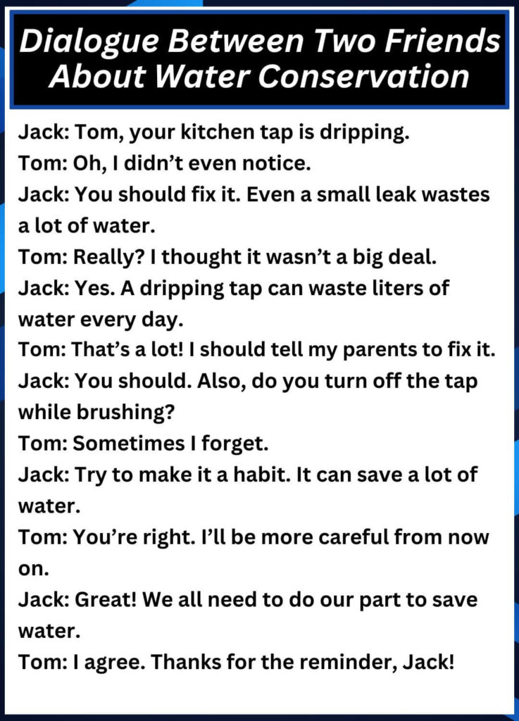 Dialogue Between Two Friends About Water Conservation