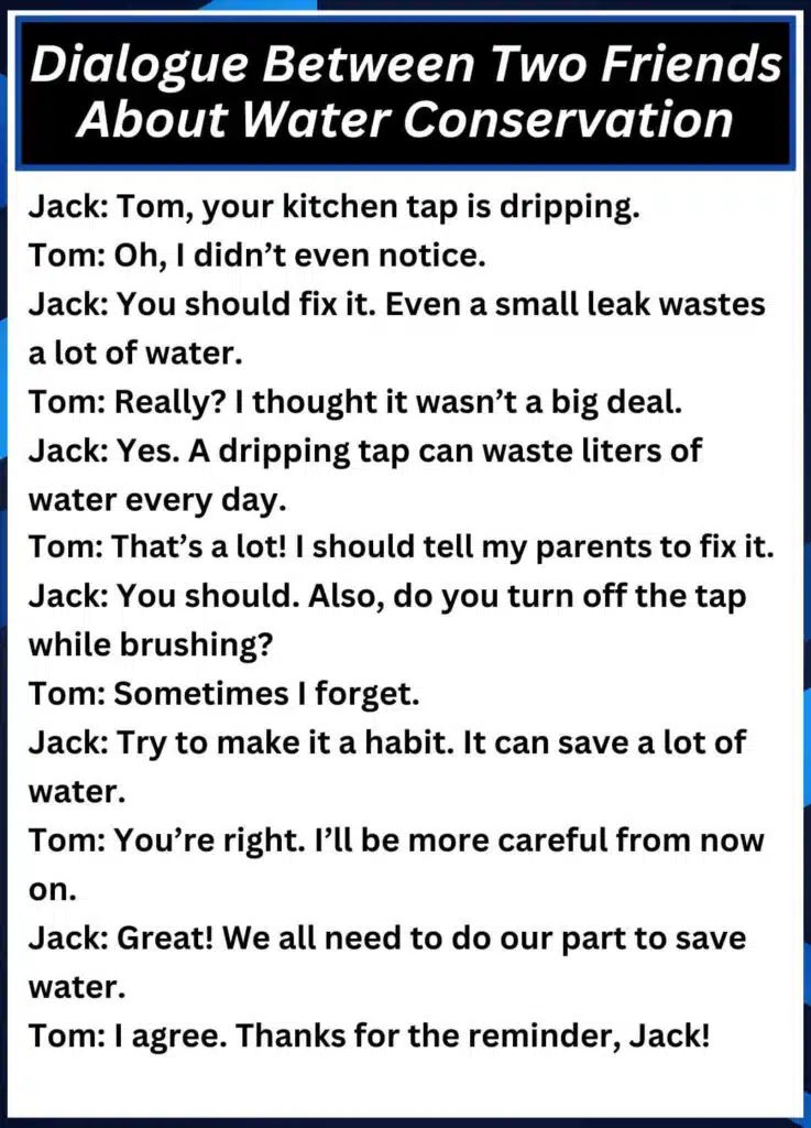 Dialogue Between Two Friends About Water Conservation