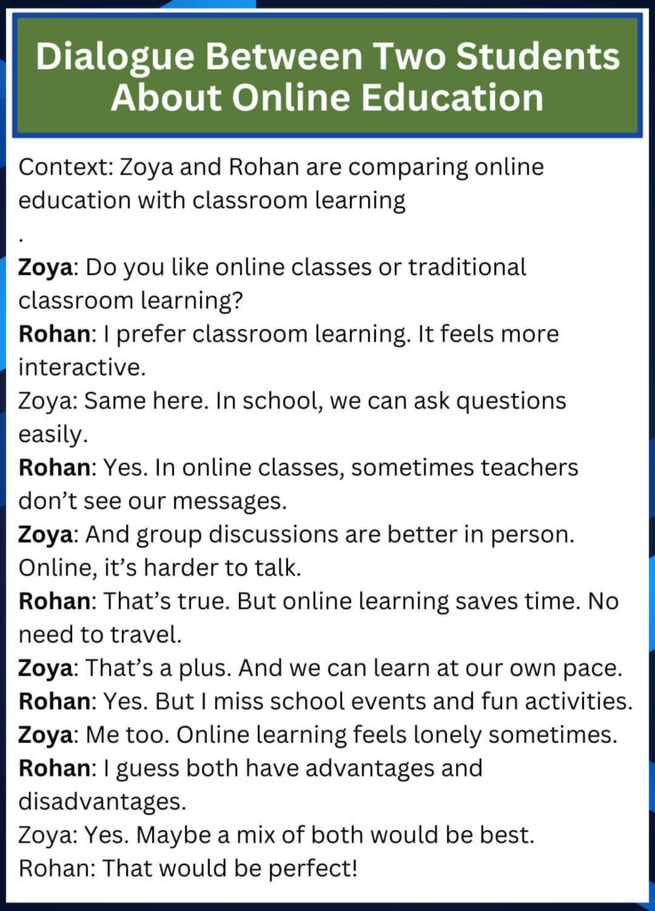 Dialogue Between Two Students About Online Education