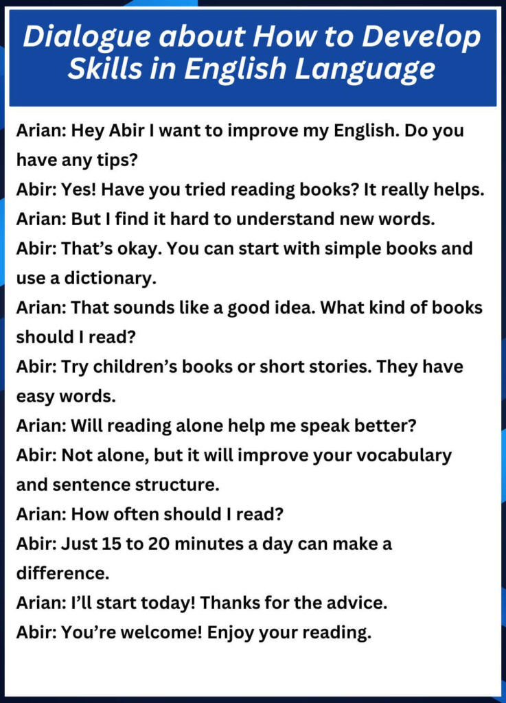 Dialogue about How to Develop Skills in English Language