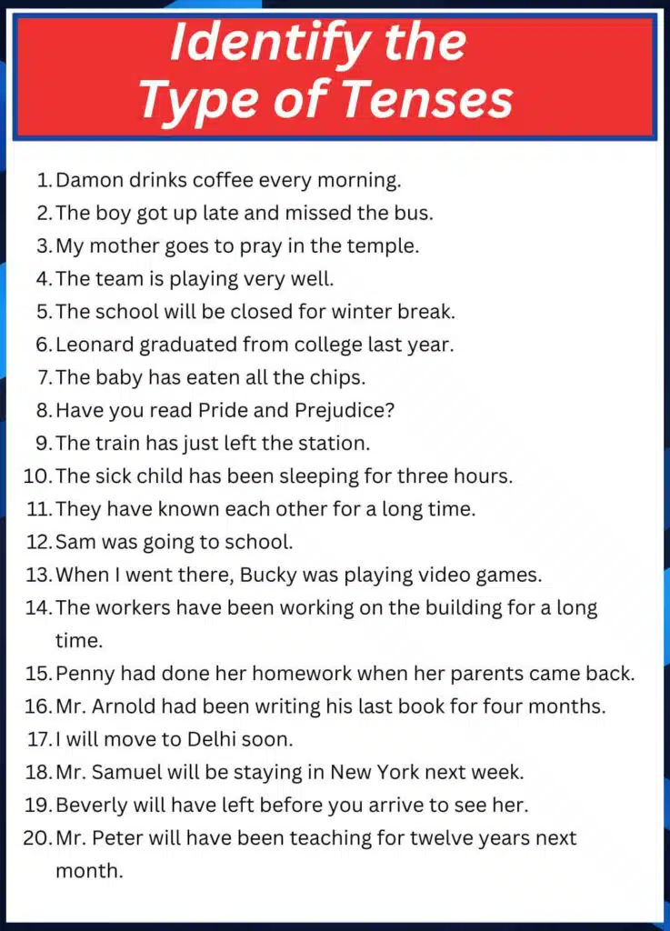 Identify the Type of Tenses