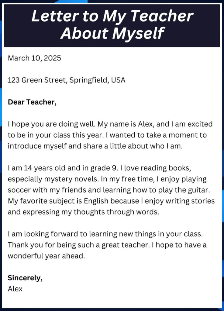 Letter to My Teacher About Myself
