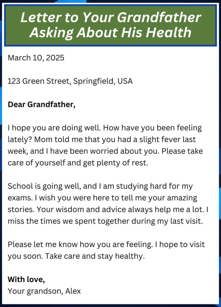 Letter to Your Grandfather Asking About His Health