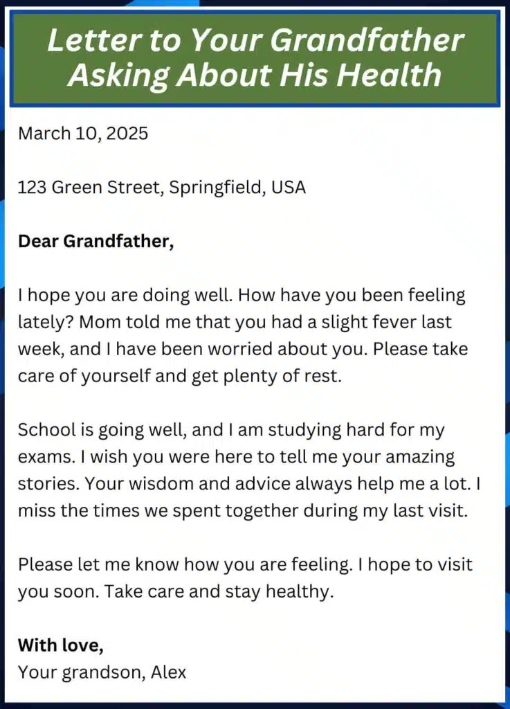 Letter to Your Grandfather Asking About His Health