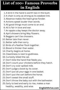100+ Famous Proverbs In English With Meaning And Examples
