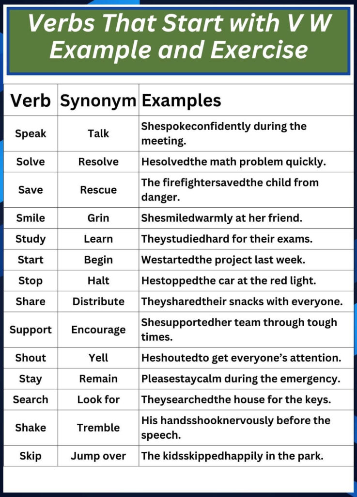 List of Verbs That Start With S T U