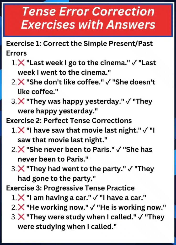Common errors in English tenses