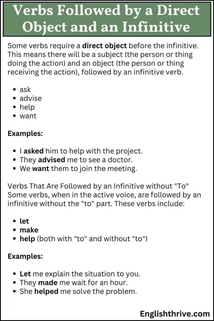 Verbs Followed by a Direct Object and an Infinitive