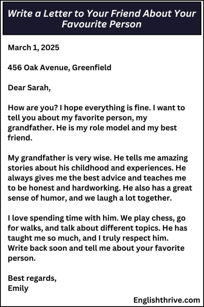 Write a Letter to Your Friend About Your Favourite Person