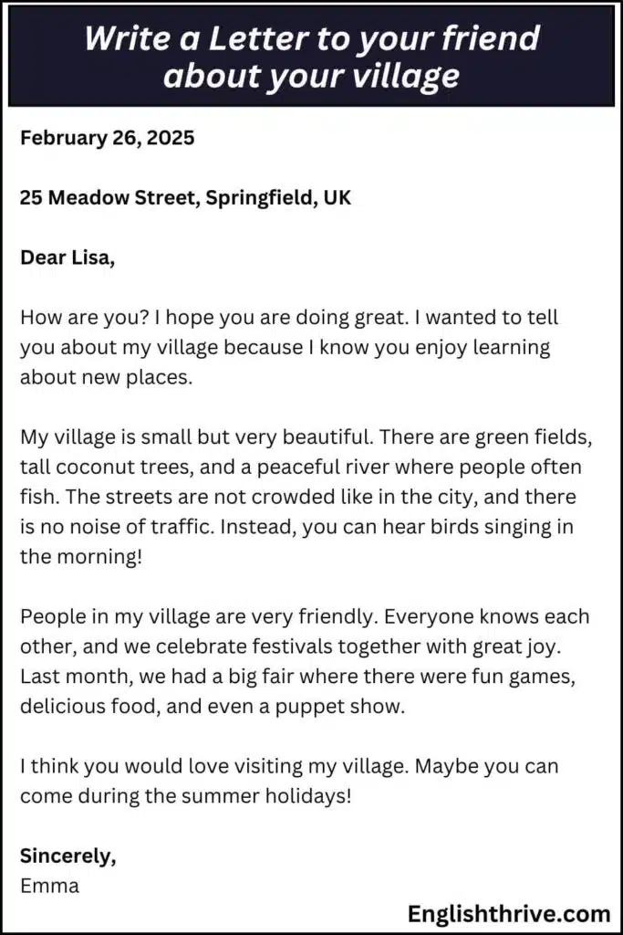 Write a Letter to your friend about your village