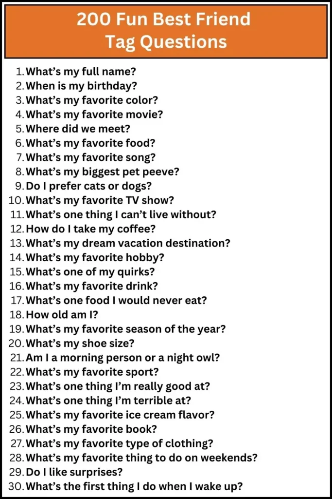 200 Fun Best Friend Tag Questions