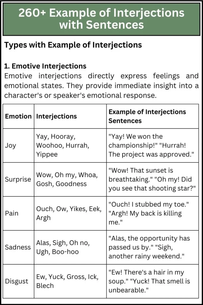 260+ Example of Interjections with Sentences