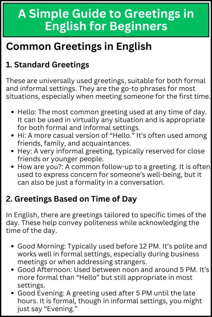 A Simple Guide to Greetings in English for Beginners