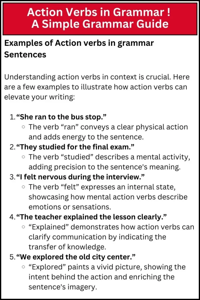 Action Verbs in Grammar 