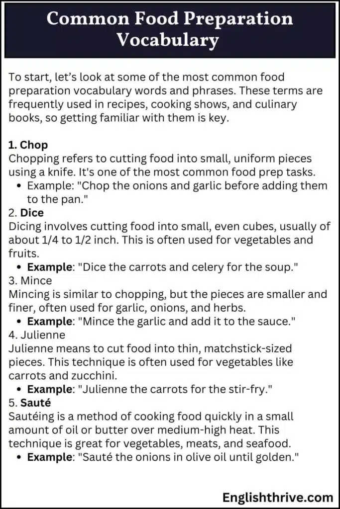 Common Food Preparation Vocabulary Terms You Should Know