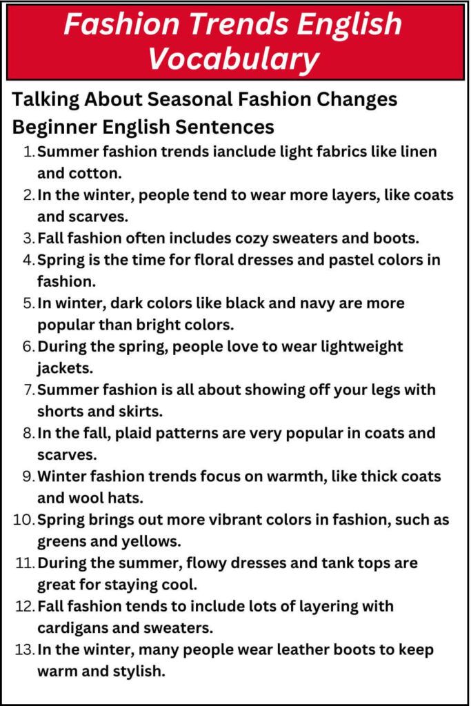 Fashion Trends English Vocabulary