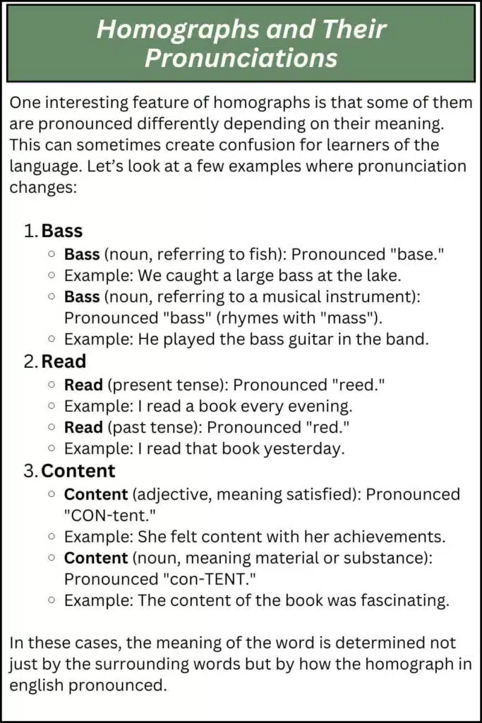 Homographs and Their Pronunciations