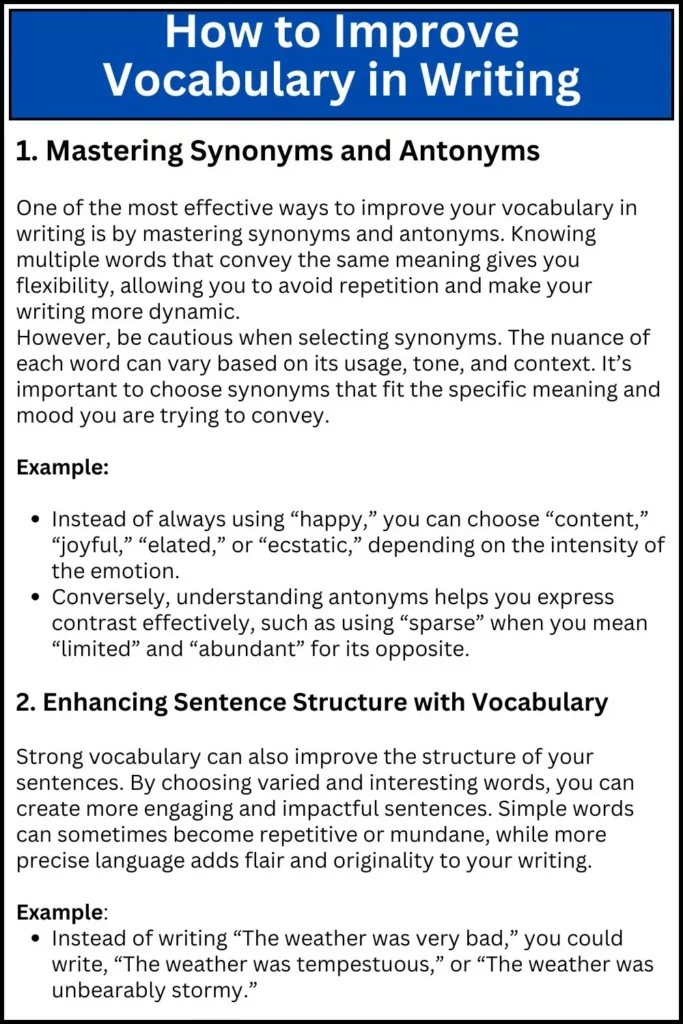 How to Improve Vocabulary in Writing