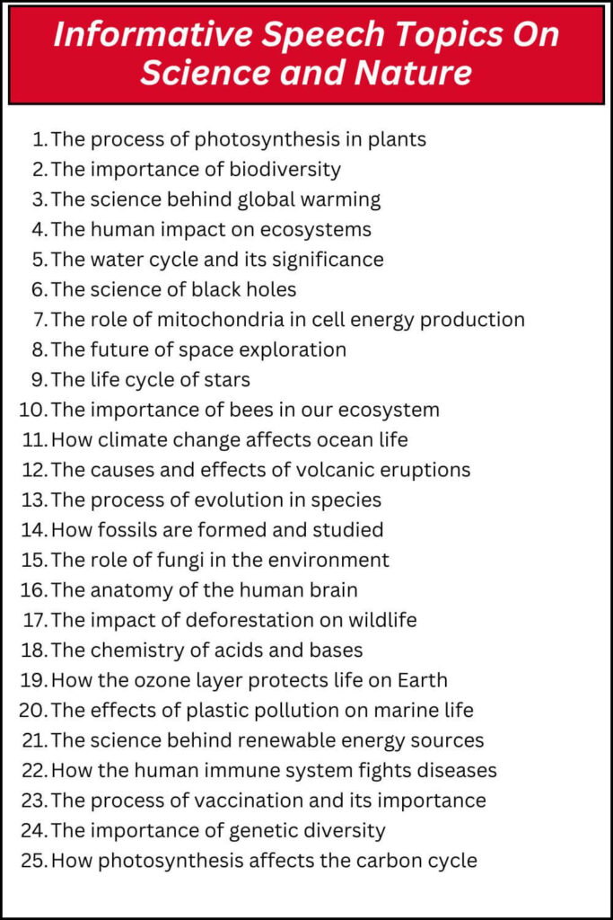 Informative Speech Topics On Science and Nature
