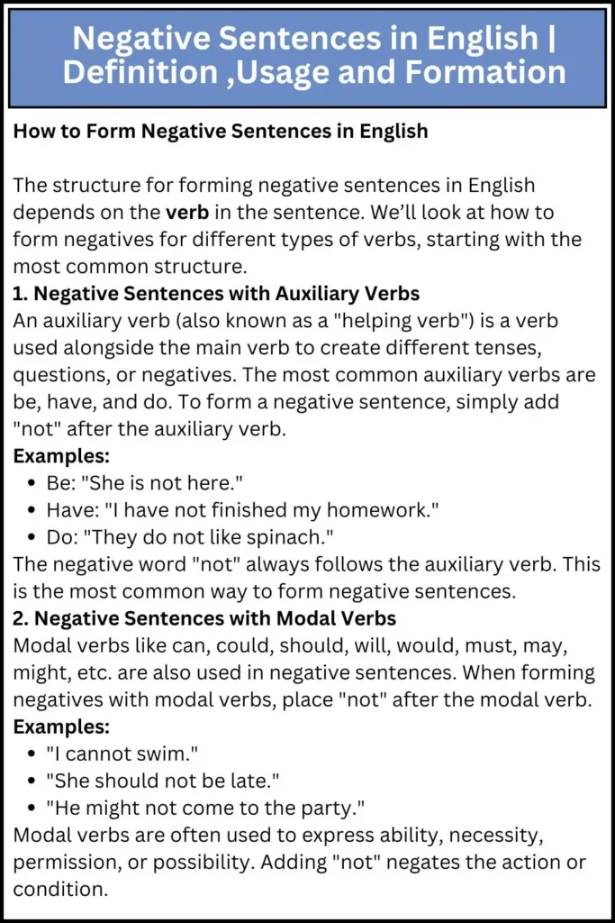 Negative Sentences in English _ Definition ,Usage and Formation