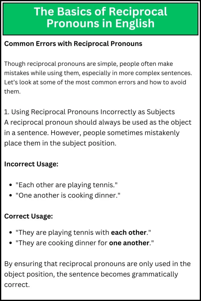 The Basics of Reciprocal Pronouns in English