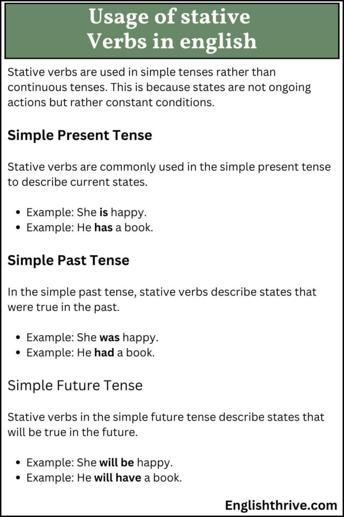 Usage of stative verbs in english