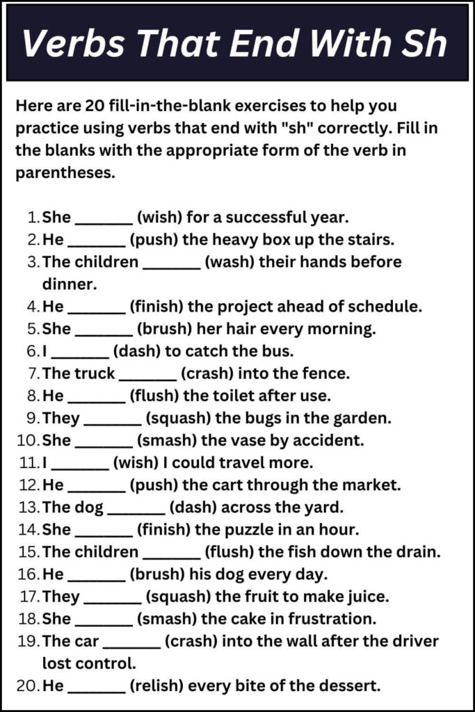 Verbs That End With Sh