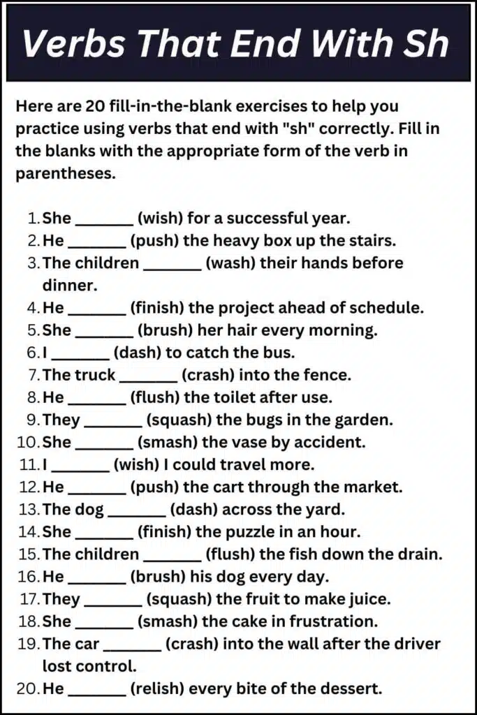 Verbs That End With Sh