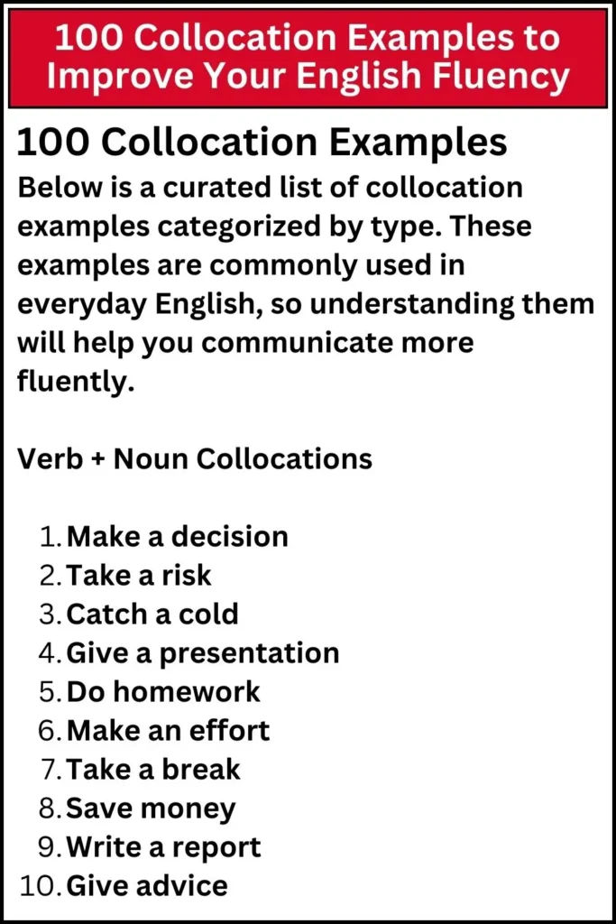 100 Collocation Examples to Improve Your English Fluency