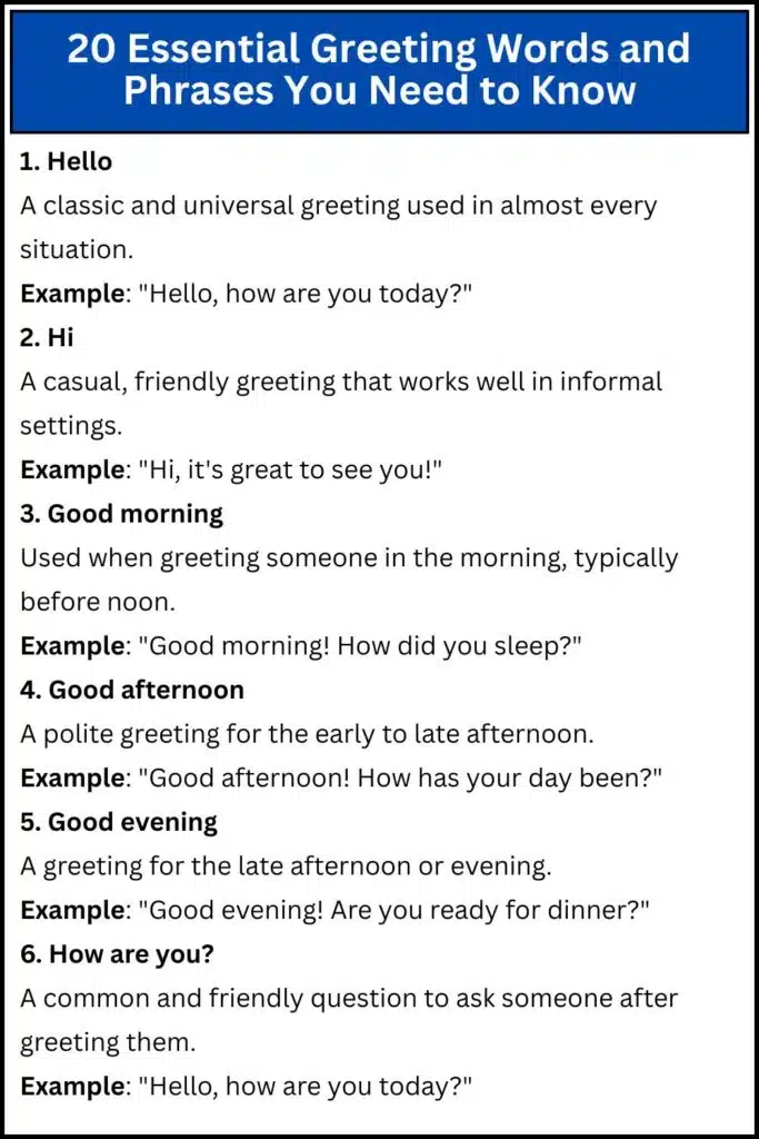 20 Essential Greeting Words and Phrases You Need to Know