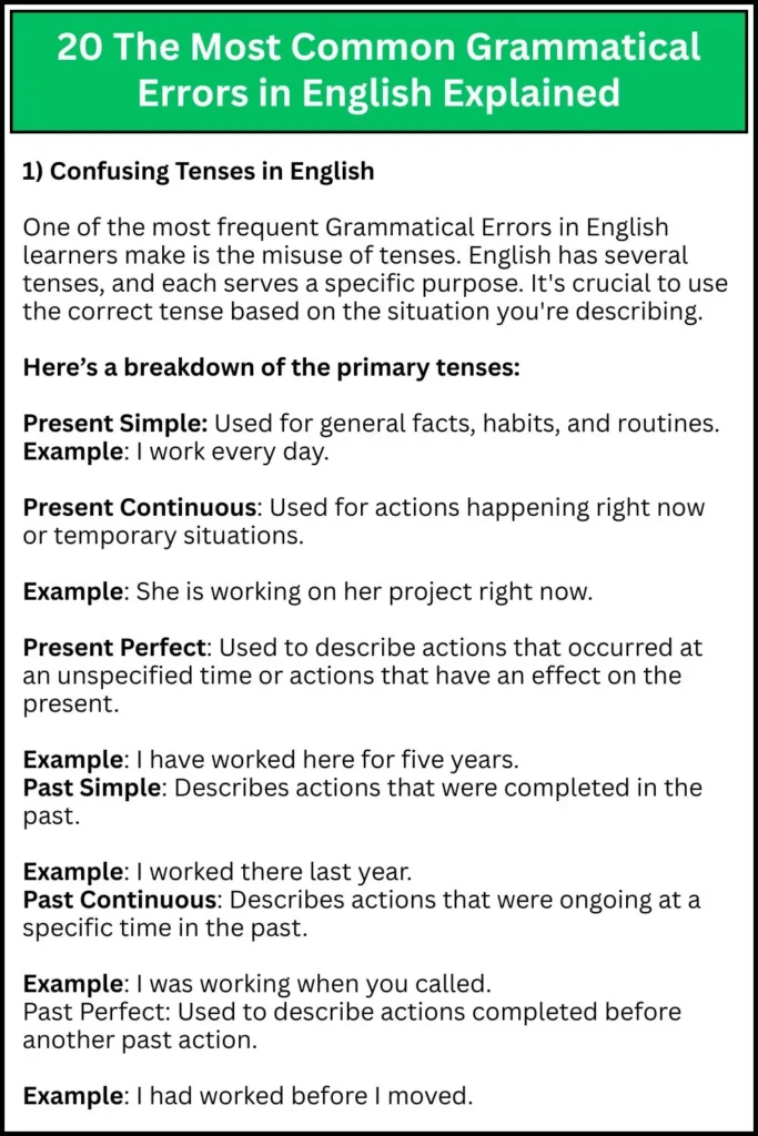 20 The Most Common Grammatical Errors in English Explained