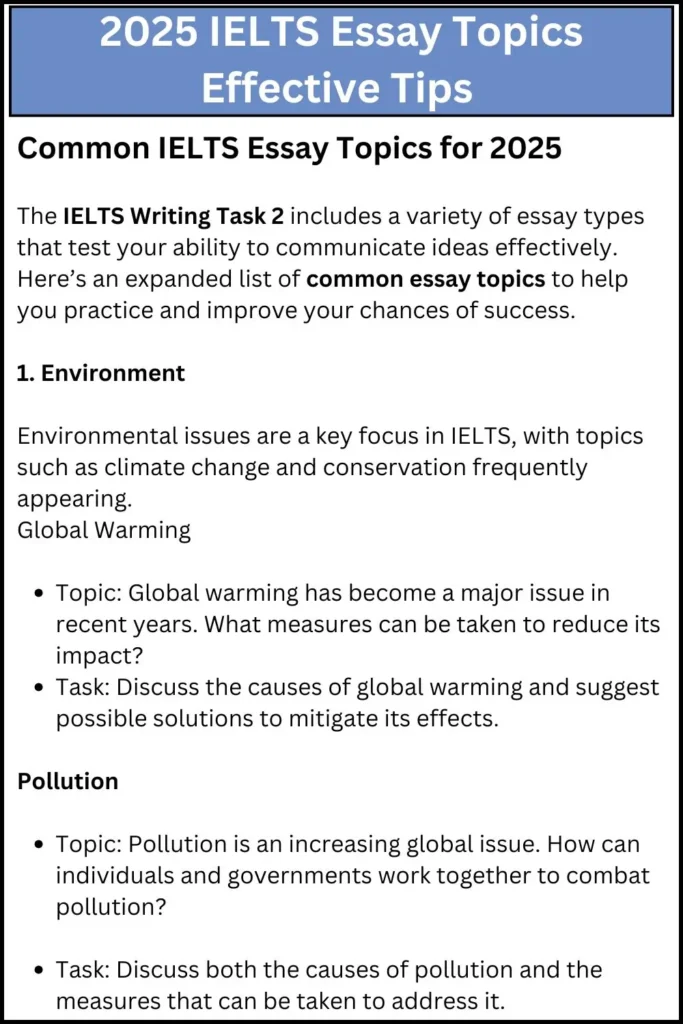 2025 IELTS Essay Topics Effective Tips for Writing Task 2 Success
